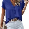 Short Sleeve Blouses for Women 2024 Summer Western Chiffon Shirts Dressy Casual Pearl Tops