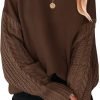 Women's 2024 Fall Long Sleeve Crew Neck Solid Color Cable Knit Chunky Casual Oversized Pullover Sweater Tops