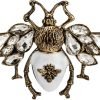 Brooch Pin White and Matte Gold Bee With Stone Champagne Stone MultiColour Owl Lapel Pin Accessories for Men Women