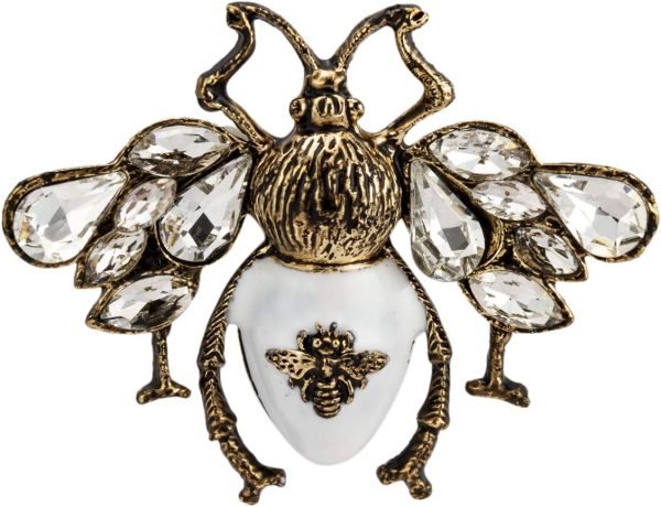 Brooch Pin White and Matte Gold Bee With Stone Champagne Stone MultiColour Owl Lapel Pin Accessories for Men Women