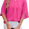 Women's Chiffon Blouse 3/4 Sleeve Crew Neck Loose Tops Casual Blouses Shirt