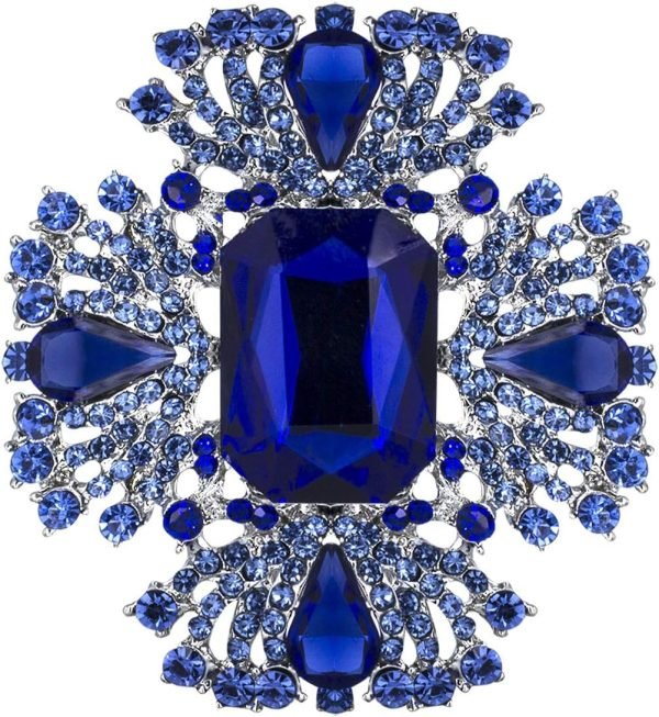 71a8kGD6M-L._AC_SL1500 Vintage Austrian Crystal Rhinestone Cross Flowers Shaped Brooch Pin Elegant Jewelry For Women Girls