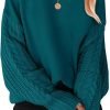 Women's 2024 Fall Long Sleeve Crew Neck Solid Color Cable Knit Chunky Casual Oversized Pullover Sweater Tops