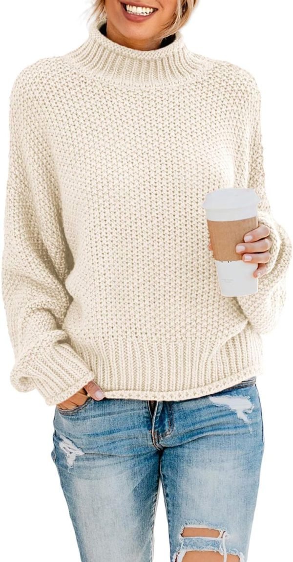 71ae2C_CeqL._AC_SL1500 Womens 2024 Winter Fall Solid Turtleneck High Neck Balloon Long Sleeve Sweaters Pullover Outerwear