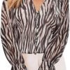 Womens Casual Boho Floral Print V Neck Long Sleeve Blouses Button Down Shirts Dressy Chiffon Loose Ruffle Tops