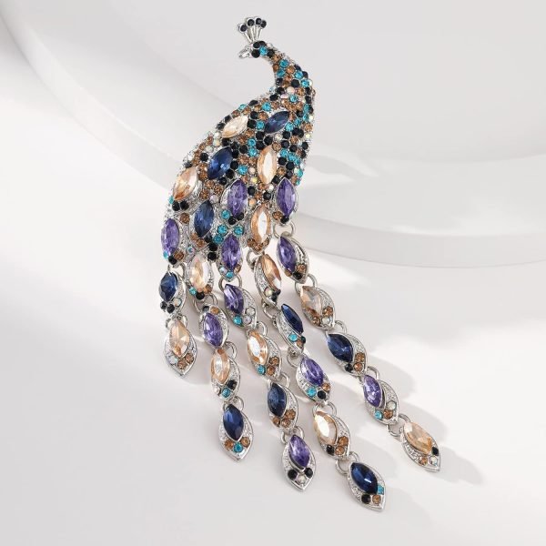 71bZaBkoeBL._AC_SL1500 Rhinestone Peacock Tassel Brooch Pins for Women Fashion