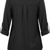 U.Vomade Women's 3/4 Cuffed Sleeve Chiffon V Neck Casual Shirts for Women S-XL