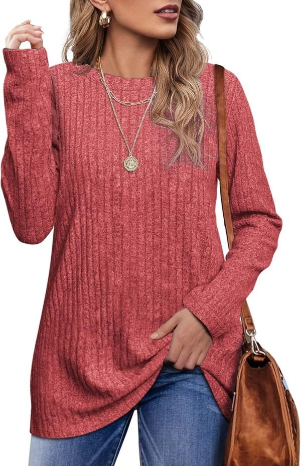 71cX8ksZasL._AC_SL1500 Long Sleeve Shirts for Women Lightweight Crew Neck Casual Tunic Tops