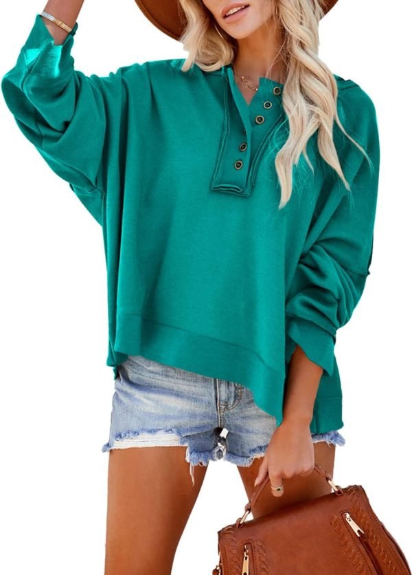 71caFdRW-qL._AC_SL1500 Hoodies for Women 2024 Fashion Fall V Neck Button Down Long Sleeve Hooded Sweatshirts Tops