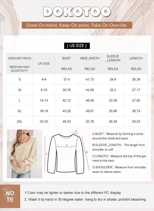 71cvwBCI8FL._AC_SL1500 Women's Square Neck Long Sleeve Casual Loose Ribbed Knit Soft Blouses Tops