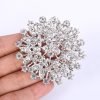 Women's Austrian Crystal Elegant Flower Leaf Bridal Corsage Brooch Pin