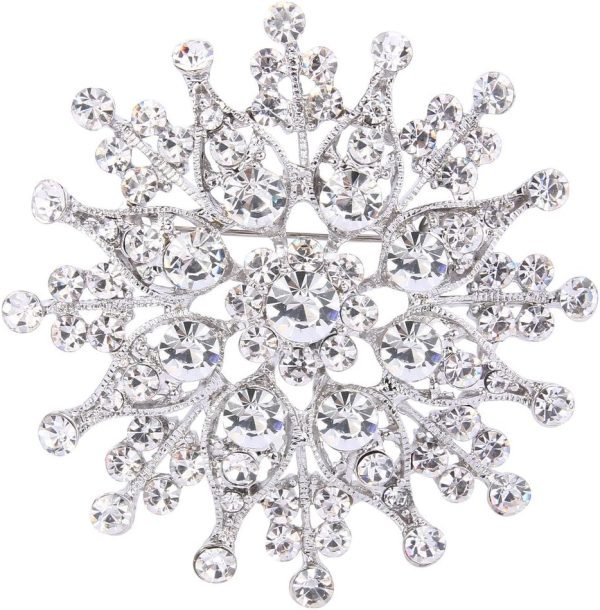 71d46NLbnKL._AC_SL1024 Women's Austrian Crystal Elegant Flower Leaf Bridal Corsage Brooch Pin