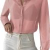 Women's Sheer Mesh Button Up Shirt Long Sleeve See Through Blouse