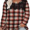 Plus Size Lace Tops for Women Long Sleeve Crewneck Pullover Fall T-shirts Tunics Basic Tees T-Shirts XL-5XL