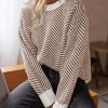 Women's Crewneck Cute Sweaters 2024 Striped Colorblock Fall Winter Knitted Pullover Tops