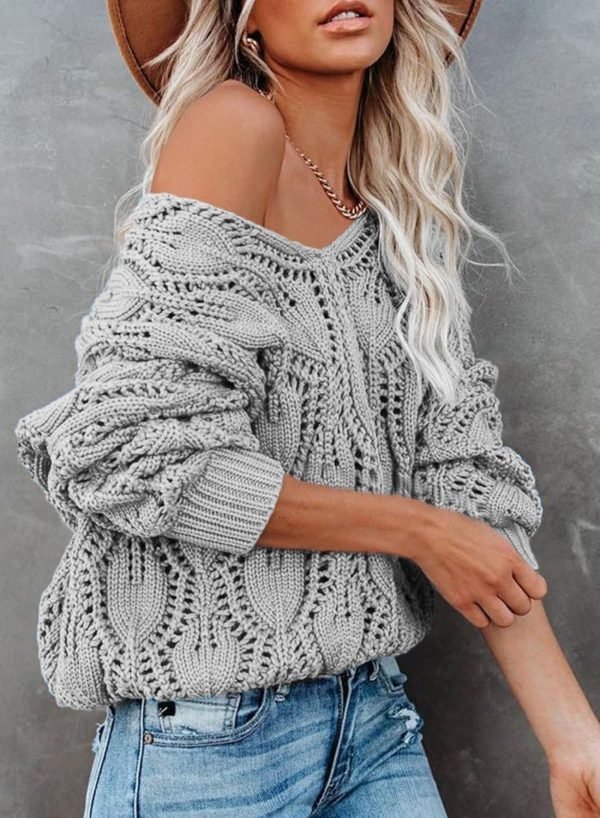 71hgweTb92L._AC_SL1500 Fall Sweaters Round Neck Crochet Hollow Out Cute Winter Pullover Sweaters for Women Trendy 2024