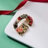 Crystal Pearl Initial Brooch Gold Plated Enamel Colorful Letter Alphabet Breastpin Pin for GIFTS