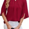 Women's Chiffon Blouse 3/4 Sleeve Crew Neck Loose Tops Casual Blouses Shirt