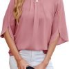 Women's Chiffon Blouse 3/4 Sleeve Crew Neck Loose Tops Casual Blouses Shirt