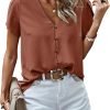 Short Sleeve Blouses for Women 2024 Summer Western Chiffon Shirts Dressy Casual Pearl Tops