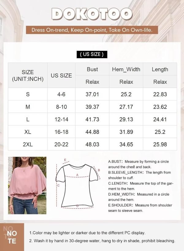 71kN4iM3S9L._AC_SL1500 Womens Solid Short Sleeve Boat Crew Neck Chiffon Blouses 3/4 Sleeve Casual Dressy Shirts Batwing Dolman Top Tunic