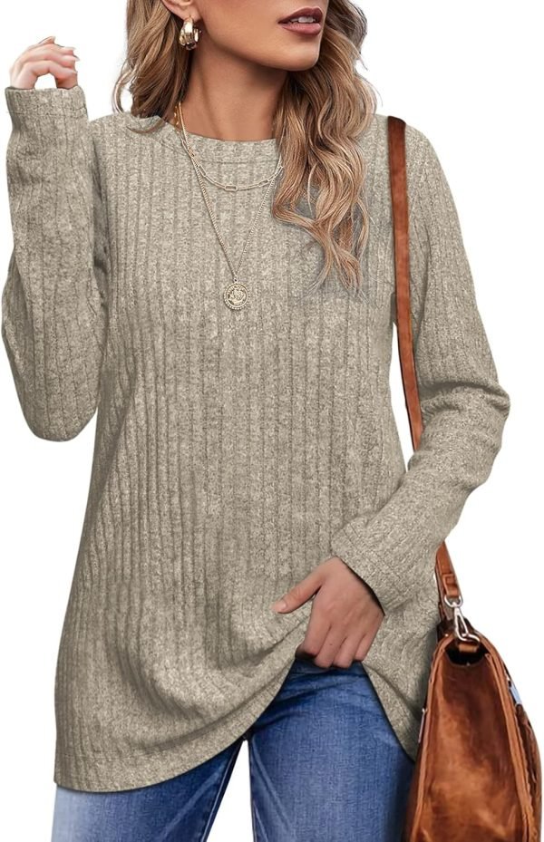 71kinKX_NWL._AC_SL1500 Long Sleeve Shirts for Women Lightweight Crew Neck Casual Tunic Tops