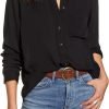 Women Button Down Shirts with Pockets Long Sleeve Office Blouses Casual Business Tops Slim Fit Chiffon Shirts S-XXL