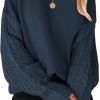 Women's 2024 Fall Long Sleeve Crew Neck Solid Color Cable Knit Chunky Casual Oversized Pullover Sweater Tops