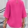 Women's Chiffon Blouse 3/4 Sleeve Crew Neck Loose Tops Casual Blouses Shirt