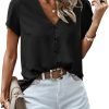 Short Sleeve Blouses for Women 2024 Summer Western Chiffon Shirts Dressy Casual Pearl Tops