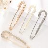 Women Brooch Pins Sweater Shawl Clips Faux Crystal Pearl Brooches Safety Pins Dress Shirt Clips for Women Gold Silver (4 Pieces)