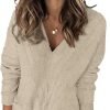 Womens 2024 Deep V Neck Sweaters Striped Long Sleeve Knit Pullover Sweaters for Women