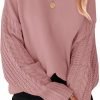 Women's 2024 Fall Long Sleeve Crew Neck Solid Color Cable Knit Chunky Casual Oversized Pullover Sweater Tops