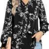 Women's Fall Long Sleeve Chiffon Blouse Winter V-Neck Tunic Tops Business Shirt