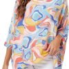 Women Chiffon Blouse Floral Batwing Sleeve Beach Cover Loose Tunic Shirt Tops