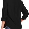 Women Button Down Shirts with Pockets Long Sleeve Office Blouses Casual Business Tops Slim Fit Chiffon Shirts S-XXL