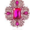 Vintage Austrian Crystal Rhinestone Cross Flowers Shaped Brooch Pin Elegant Jewelry For Women Girls