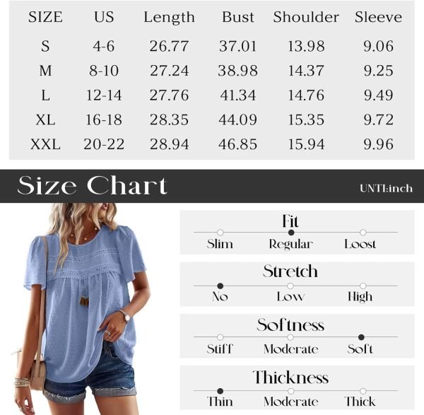 71r9C_PntoL._AC_SL1500 Womens Summer Tops Crewneck Short Sleeve Shirts Casual Chiffon Blouses Flowy Lace Hem Boho Clothing Trendy 2024