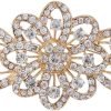 4 Inch Flower Ribbon Brooch Clear Austrian Crystal