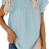 Womens Crewneck Lace Crochet Pom Pom Flowy Short Sleeve Casual Shirts Blouses Tops