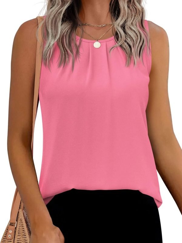 71vAvBsiKdL._AC_SL1500 Women's Sleeveless Chiffon Tank Top Double Layers Keyhole Back Blouse Tunic S-XXL