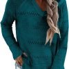 Women Color Block Hooded Crochet Striped Sweaters Lightweight Drawstring Hoodies Pullover Trendy Sweatshirts