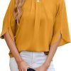 Women's Chiffon Blouse 3/4 Sleeve Crew Neck Loose Tops Casual Blouses Shirt