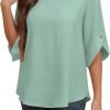 Women's 2024 Summer Chiffon Blouses Bell Short Sleeve Tshirts Casual Loose Flowy Dressy Work Tops for Leggings Blouse