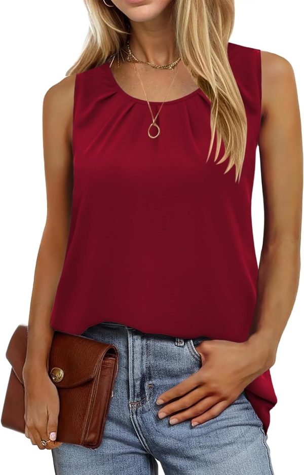 71ymYqUhRdL._AC_SL1500 Women's Sleeveless Chiffon Tank Top Double Layers Keyhole Back Blouse Tunic S-XXL