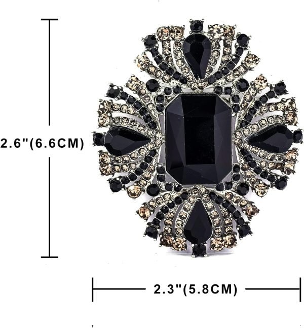 71z9JA29OYL._AC_SL1500 Vintage Austrian Crystal Rhinestone Cross Flowers Shaped Brooch Pin Elegant Jewelry For Women Girls