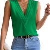 Sleeveless Chiffon Tops for Women Summer Triple V-neck T Shirts Business Office Dressy Outfit Blouse