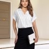 Women's Short Sleeve Chiffon Blouses Office Work Dress Shirts Business Casual Tops