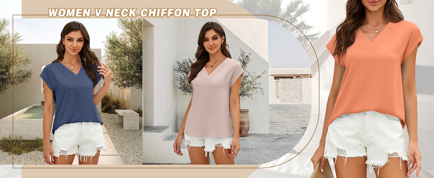 Womens V Neck Chiffon Tops