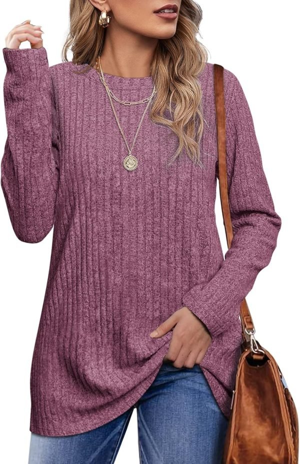 81-6PsdWxGL._AC_SL1500 Long Sleeve Shirts for Women Lightweight Crew Neck Casual Tunic Tops